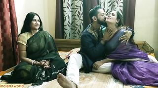 Hot Desi Bhabhi shares and fucks like a pro in steamy threesome